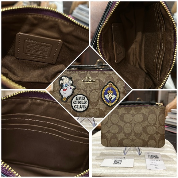 Disney X Coach Corner Zip Wristlet w/Disney Villains Bad Girls Club Patches, NWT - Picture 5 of 16